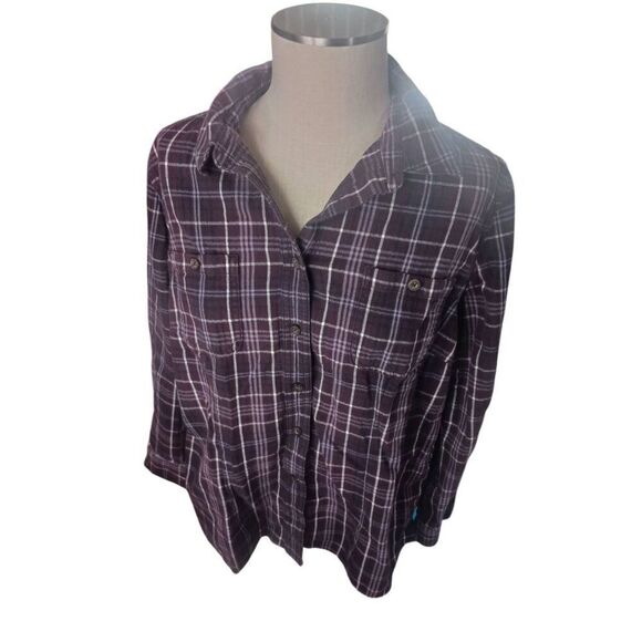 Duluth trading company women's Plaid cotton flannel button front long sleeve - Picture 1 of 3